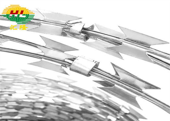 निजी भूमि के लिए 500 मिमी कॉइल स्टेनलेस स्टील कॉन्सर्टिना वायर को पार किया