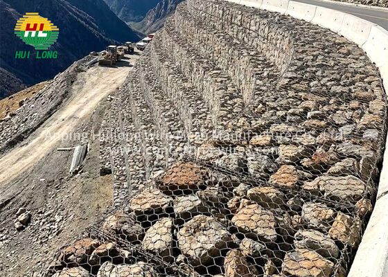 गैल्वेनाइज्ड हेक्सागोनल गैबियन वॉल 2x1x1m स्टॉक उपलब्ध निर्माण इंजीनियरिंग ढलान नियंत्रण कटाव तत्काल